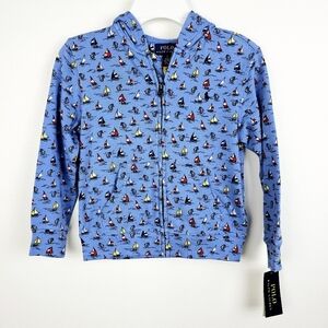 Polo Ralph Lauren Blue Sailboats Zip Up Boys Hoodie NWT